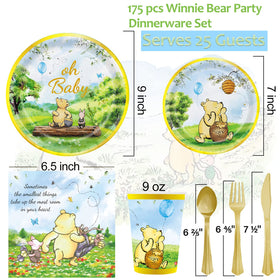 B4b3e Winnie Bear 7-inch dessert plates with playful design.