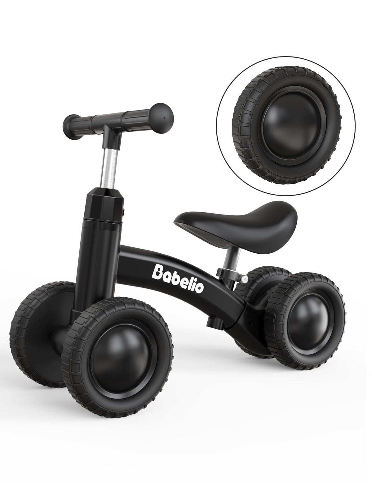 Babelio Baby Balance Bike with off-road tires for stable indoor and outdoor rides.