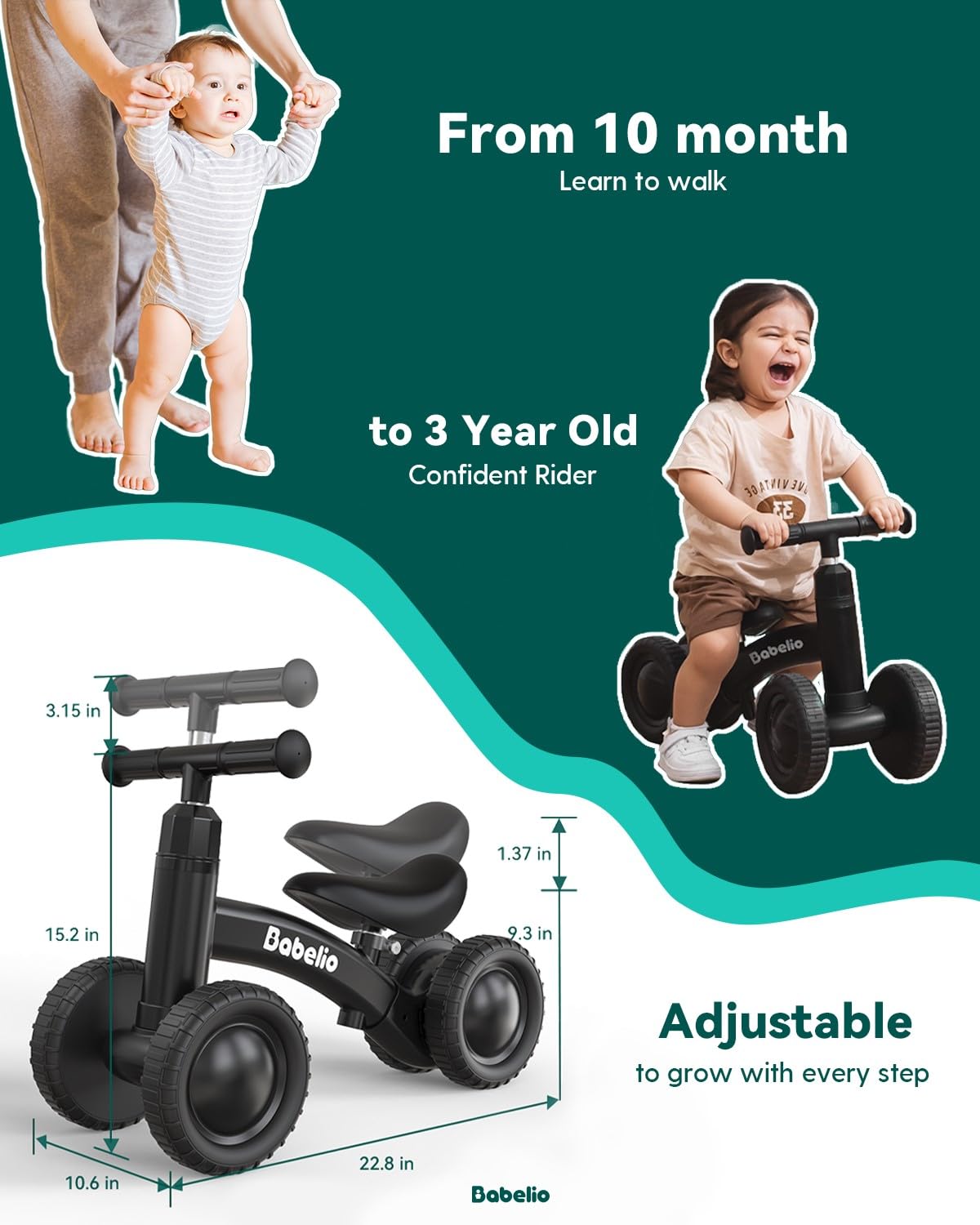Babelio balance bike features fully enclosed wheels to protect tiny feet.