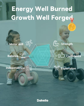 Babelio balance bike shows 135-degree steering limit for safer learning.