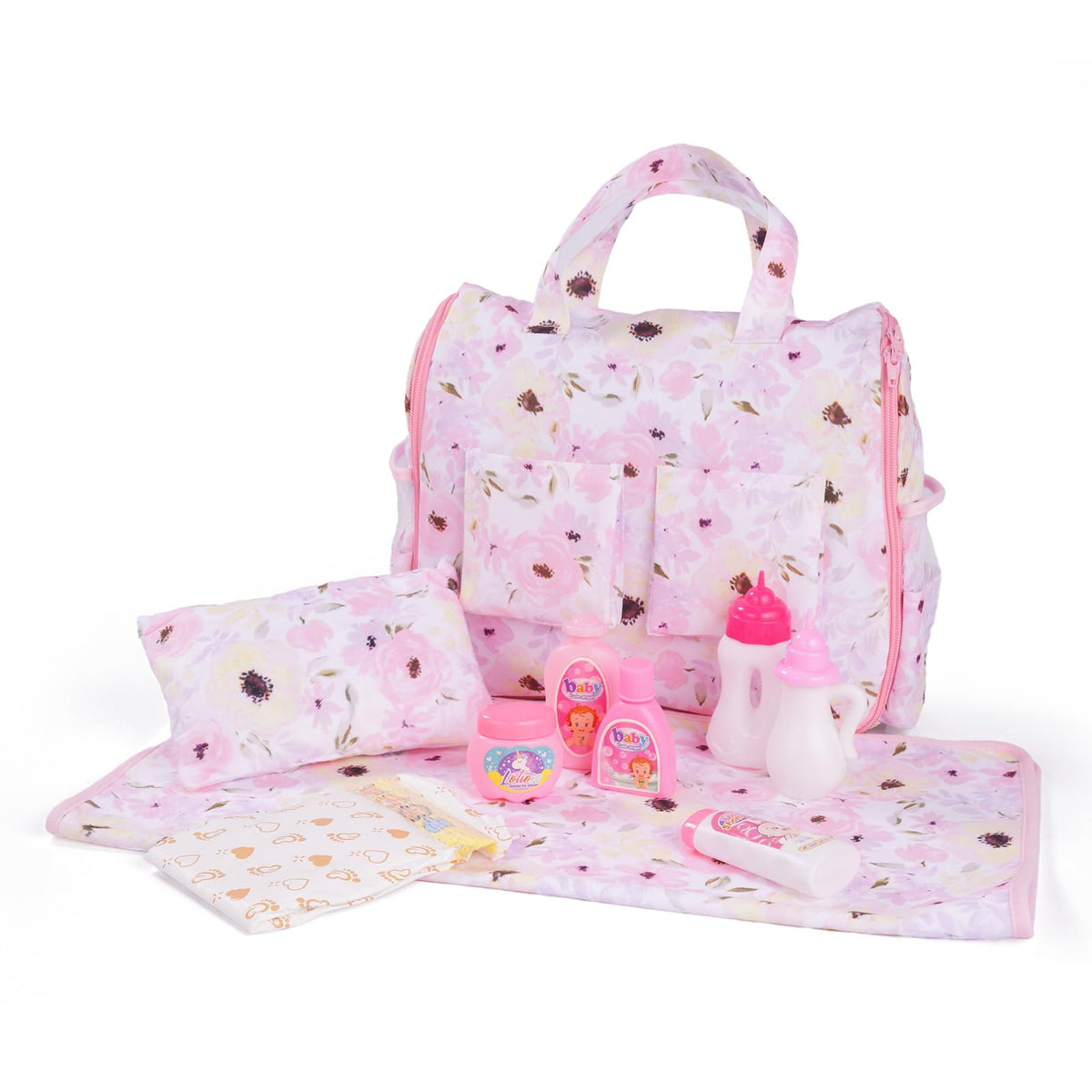 BABESIDE 10-pcs set contents shown for organized pretend play with dolls