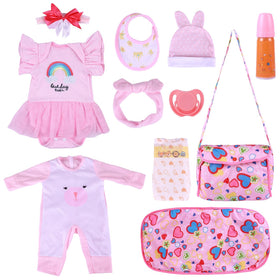 BABESIDE 11-piece pink doll clothes set for imaginative play.