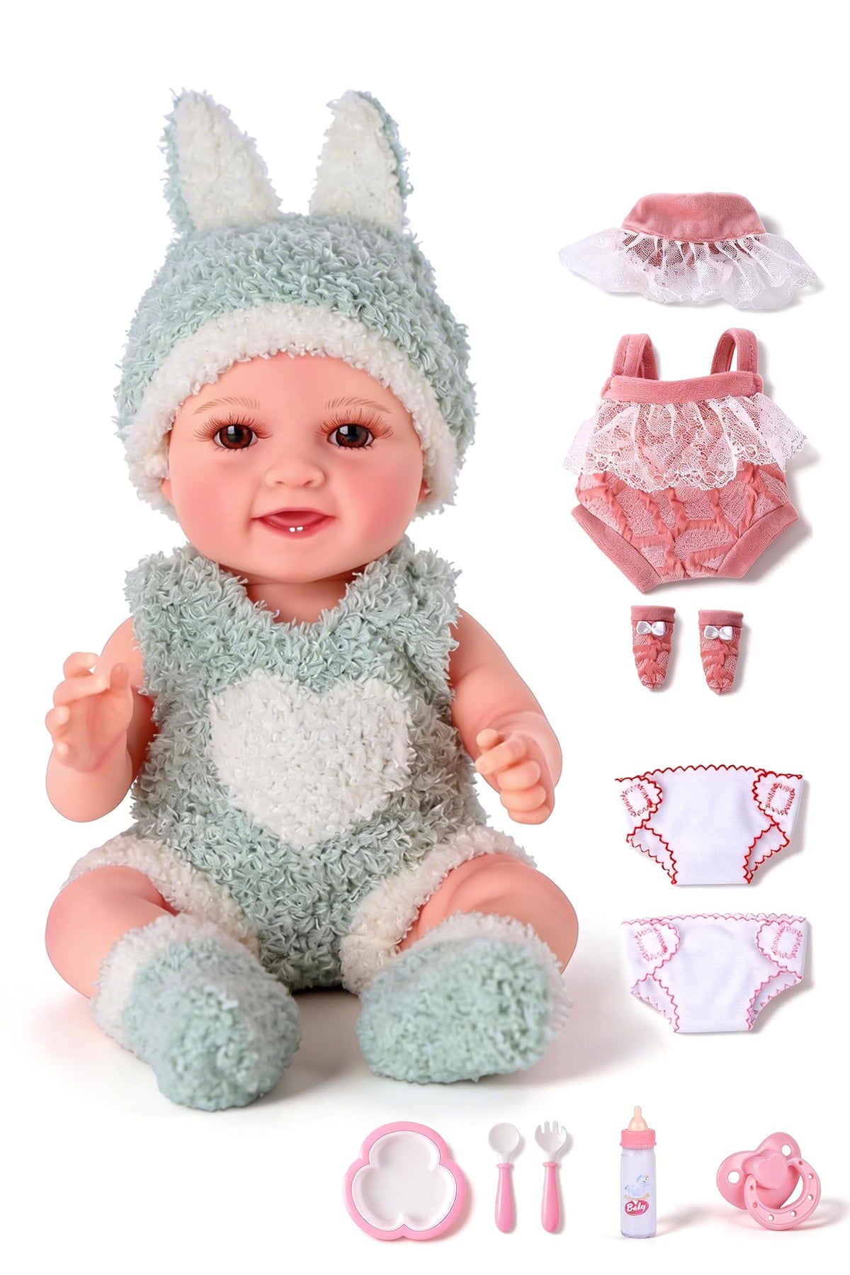 BABESIDE 12-inch Mia doll face close-up with lifelike expression for imaginative play.
