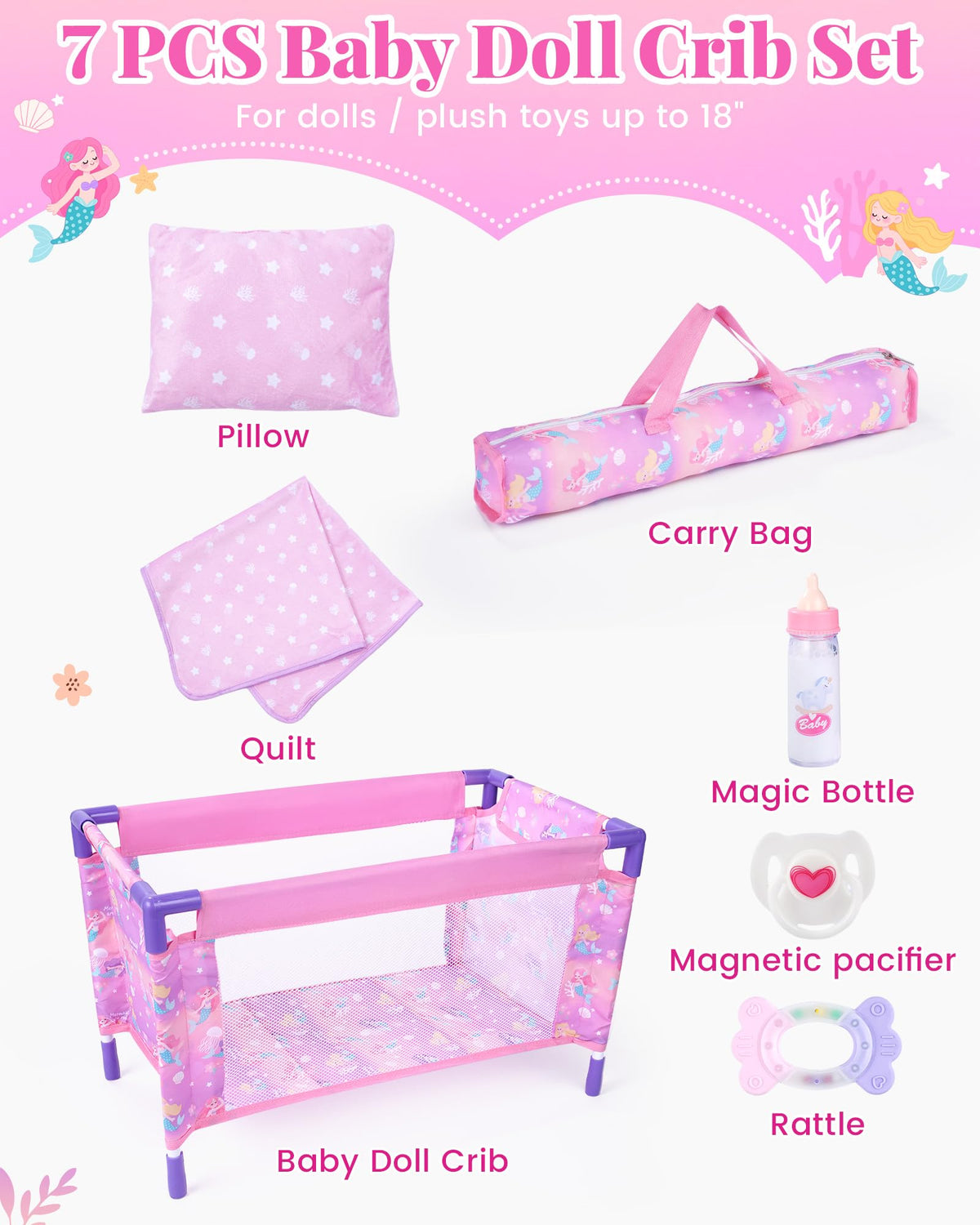 BABESIDE 18inch-doll-compatibility showing spacious nap-time care for dolls.