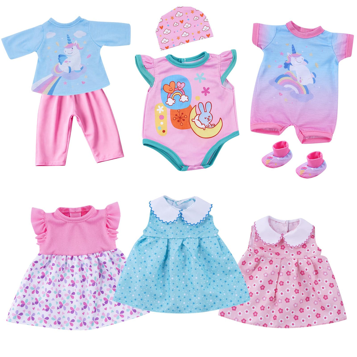 BABESIDE bunny-print outfit for 12-16 inch dolls inspires imaginative play