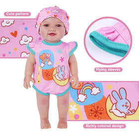 BABESIDE floral dress set with hat and socks for 12-16 inch dolls