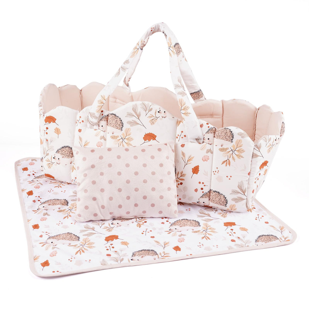 BABESIDE baby doll bassinet in off-white with animal print for 17–22 inch dolls