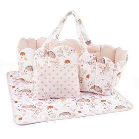 BABESIDE baby doll bassinet in off-white with animal print for 17–22 inch dolls