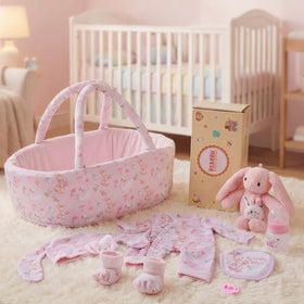 BABESIDE baby doll clothes set with bassinet for 12-15 inch dolls, easy dressing and storage