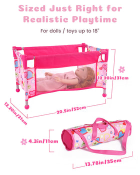 BABESIDE doll crib with zippered storage bag for travel.