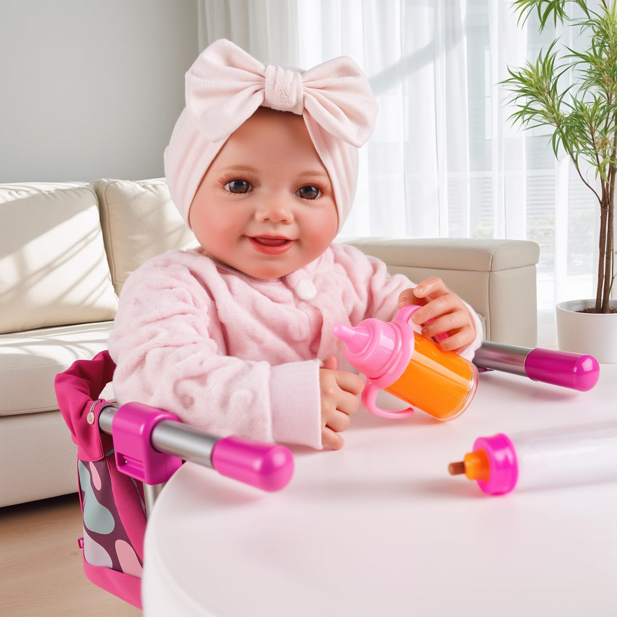 BABESIDE portable high chair for on-the-go playdates and tidy storage