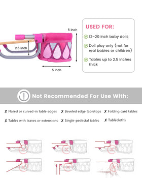 BABESIDE doll high chair features soft fabric seat for comfy pretend meals