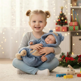 BABESIDE doll with pacifier and feeding bottle for nurturing play