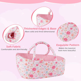 Foldable BABESIDE bassinet with handle for portable doll storage