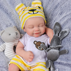 BABESIDE bear toy and nursing bottle, enhances caregiving role-play.