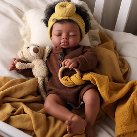 BABESIDE Black Reborn doll with cloth body offers cuddly, comforting snuggles