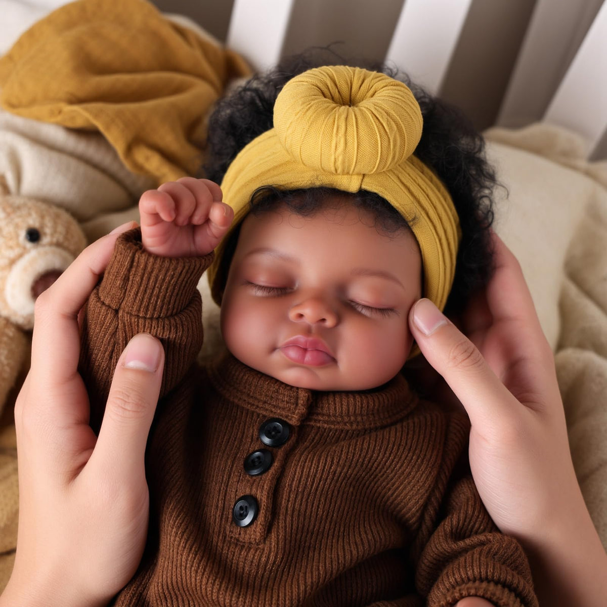 BABESIDE Black Reborn doll with soft vinyl body highlights tactile softness for gentle hugs