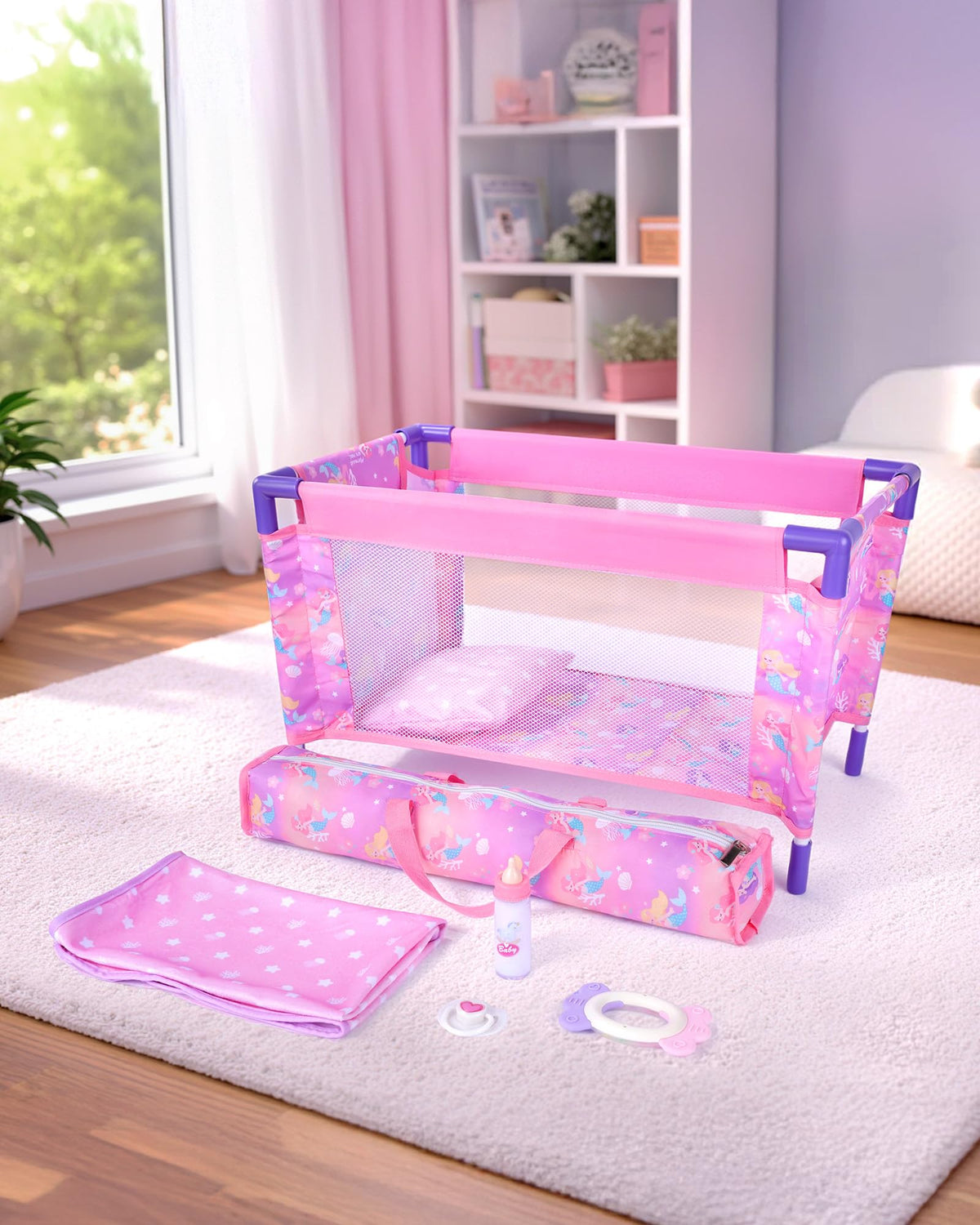 BABESIDE carrying bag storage makes travel-ready pretend play simple.