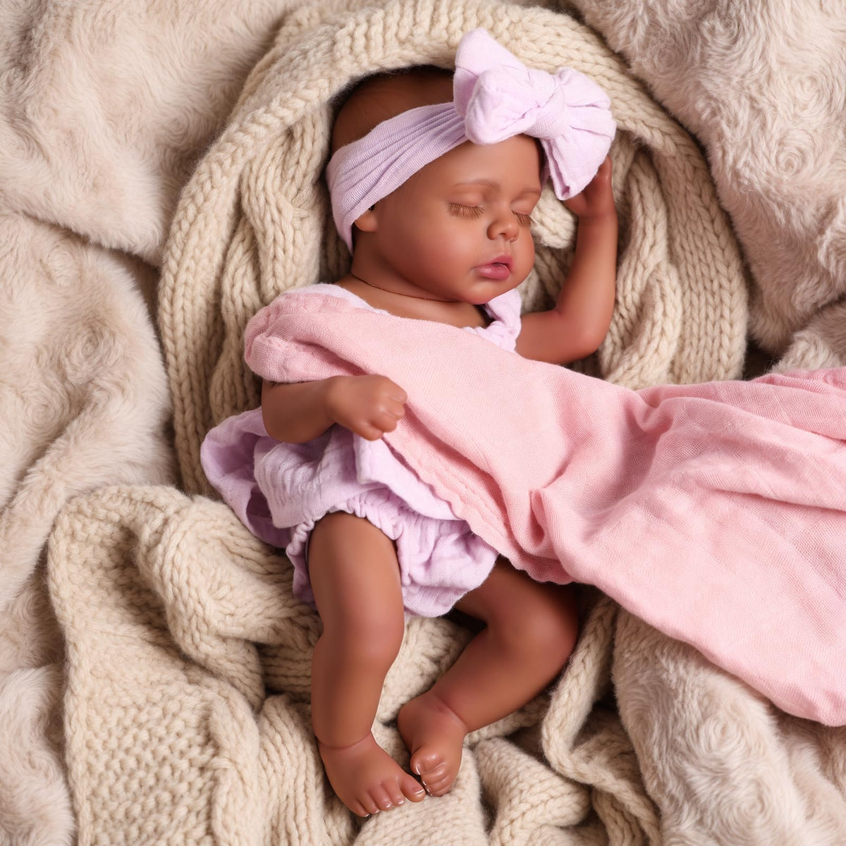 Babeside Daisy black girl 12-inch doll displayed in a natural pose for home display.