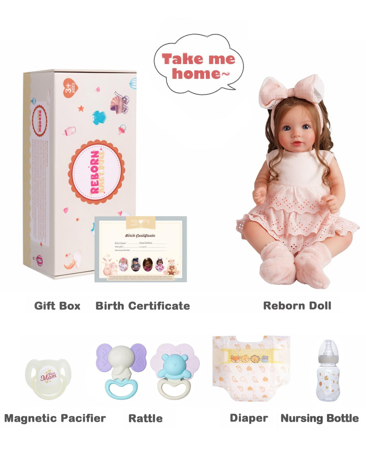 BABESIDE Dara accessories gift box provides complete nurture playset.