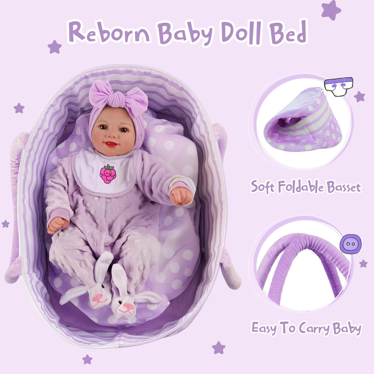 BABESIDE bassinet set, creating a cozy nursery display and role-play scene.