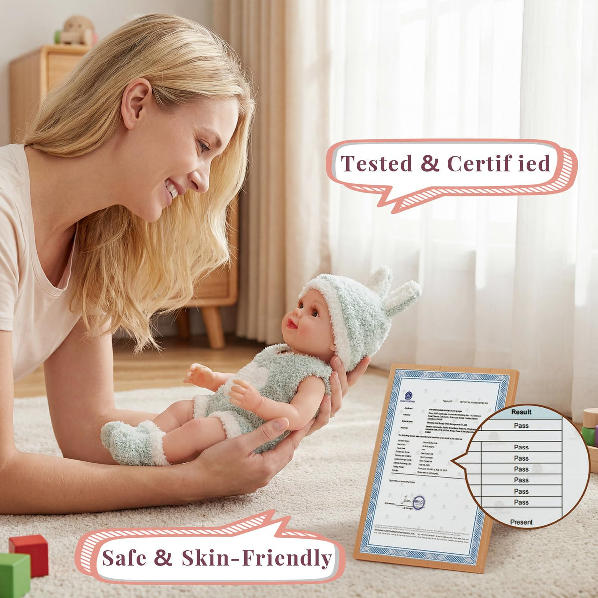 BABESIDE bath time setup with doll and accessories for splash-friendly fun.