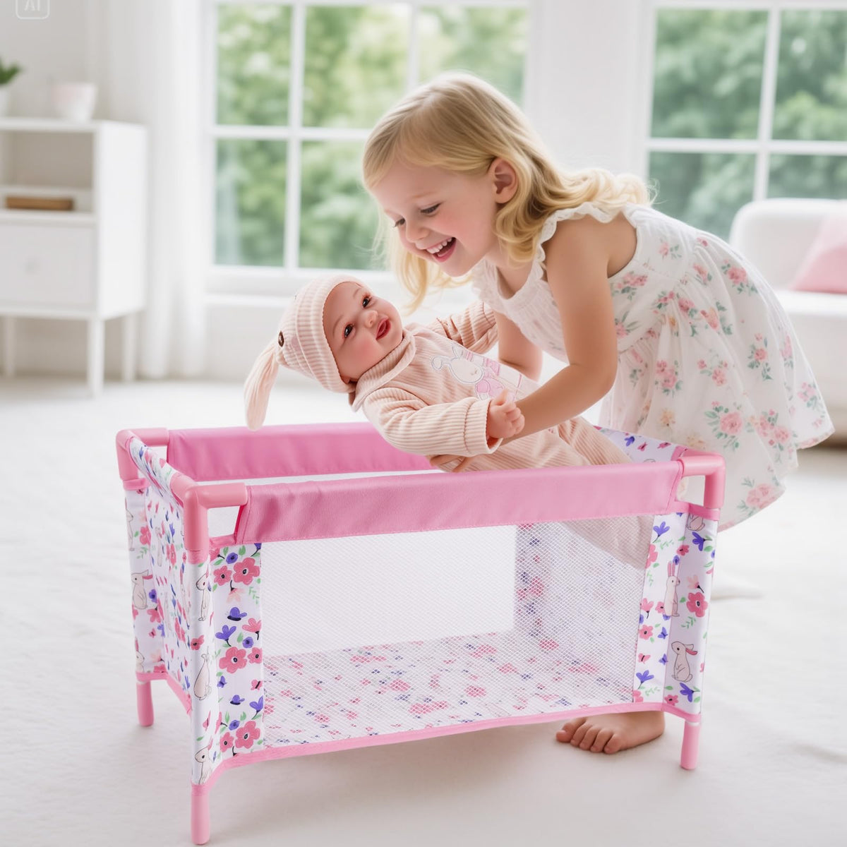 BABESIDE doll bed dimensions 20.5 by 12 by 12 inches.