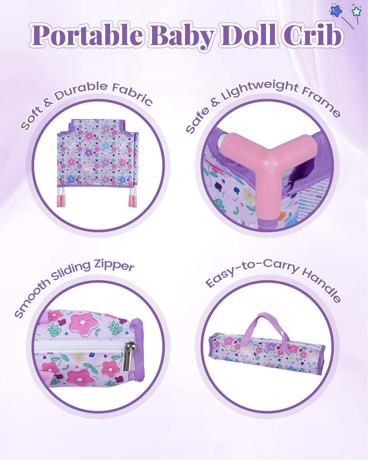 BABESIDE durable metal frame supports long-lasting doll bed use.