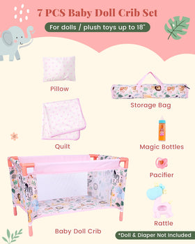 BABESIDE Doll Bed with Soft Fabric Sides for cozy pretend play