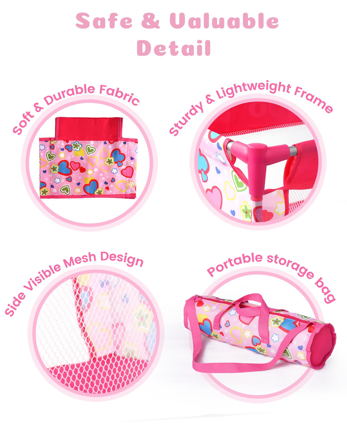 BABESIDE travel-friendly doll bed for adventures.