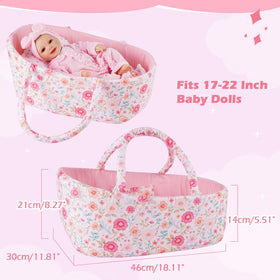 BABESIDE doll bedding set with floral pattern for lifelike doll beds