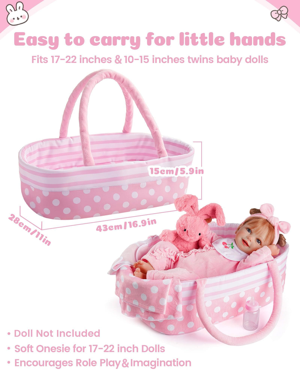 BABESIDE doll bib set, keeps accessories clean during pretend meals.