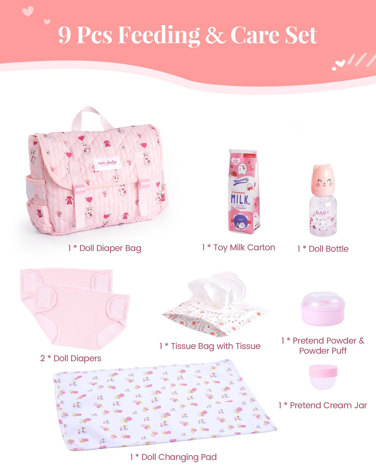 BABESIDE doll bottle for realistic pretend feeding and care