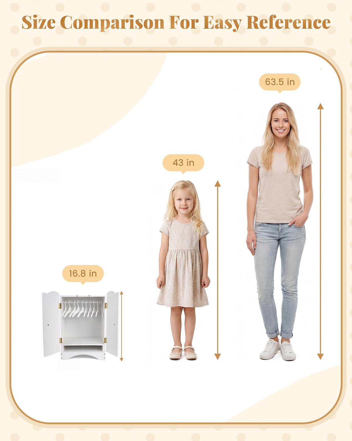 BABESIDE 16.8 inch tall wardrobe fits 12-16 inch dolls.