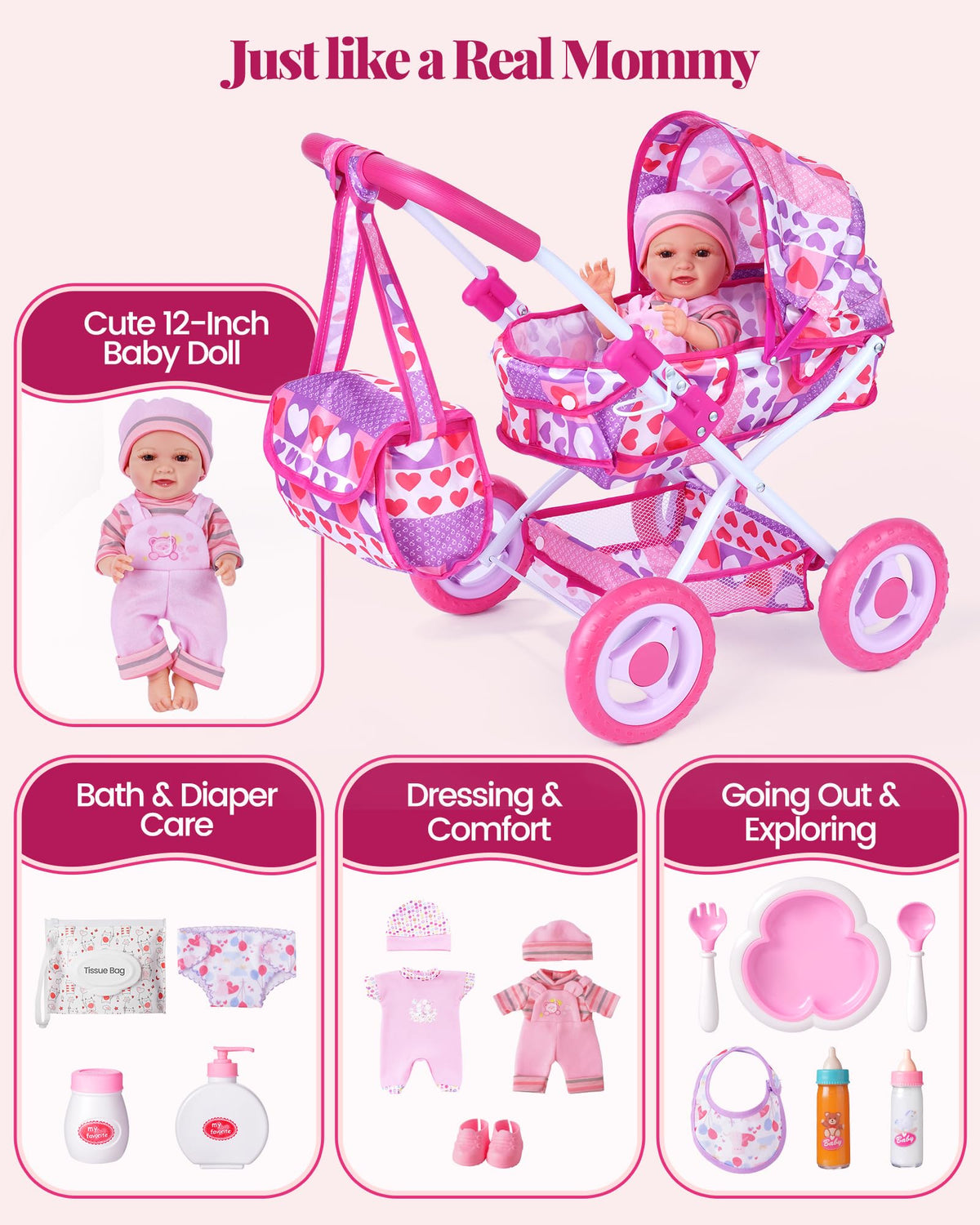 BABESIDE doll clothes set encourages creative styling and dress-up play.