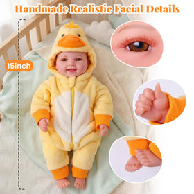 BABESIDE doll with feeding bottle for realistic mealtime pretend play.