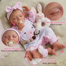 Babeside doll hand-painted hair detail enhances realism for gentle play.