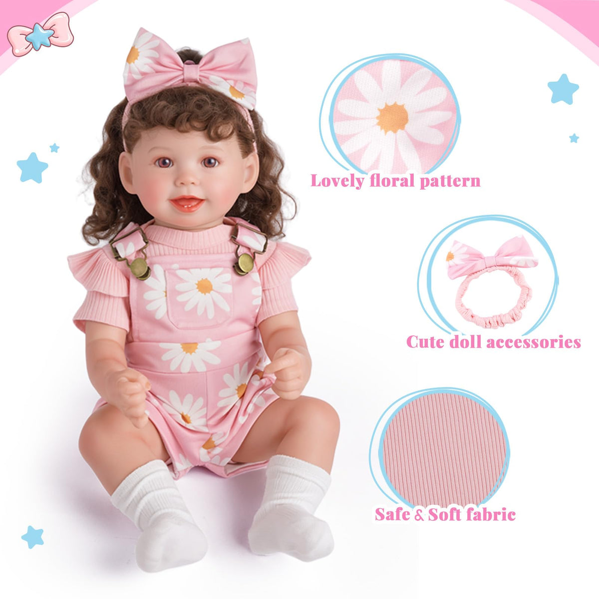 BABESIDE doll headband with flowers for a secure, adorable fit.