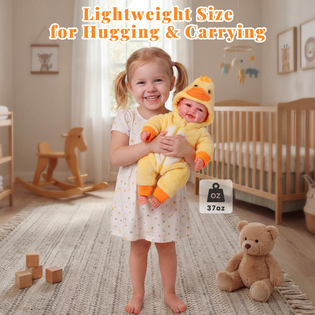 BABESIDE magnetic pacifier included to enhance soothing role-play.