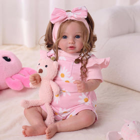 BABESIDE Reborn doll with open blue eyes encourages interactive storytelling.