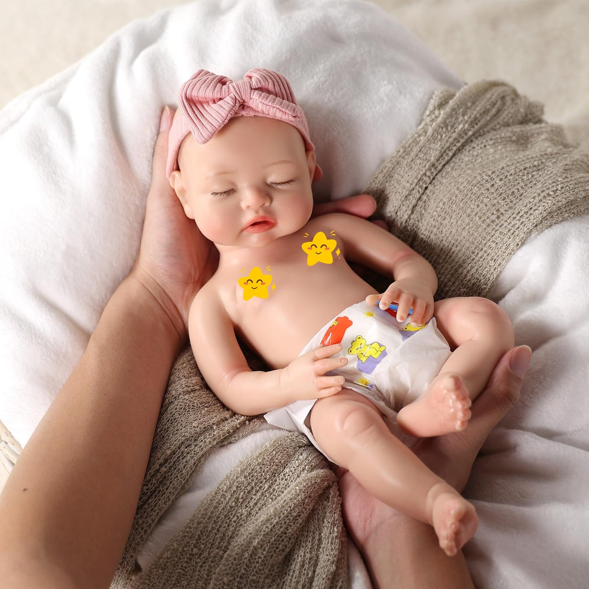 BABESIDE sleeping-face close-up with rosy cheeks for calm bedtime play