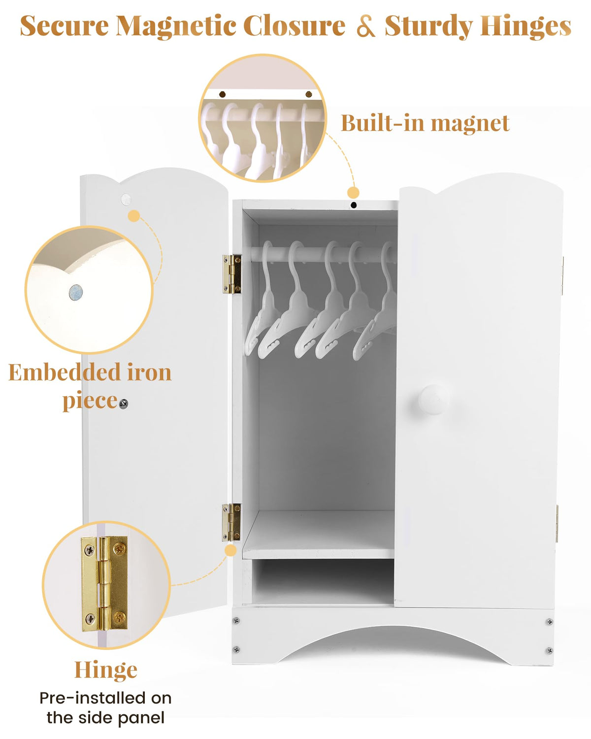 BABESIDE durable wooden closet with magnetic closure for secure playtime.