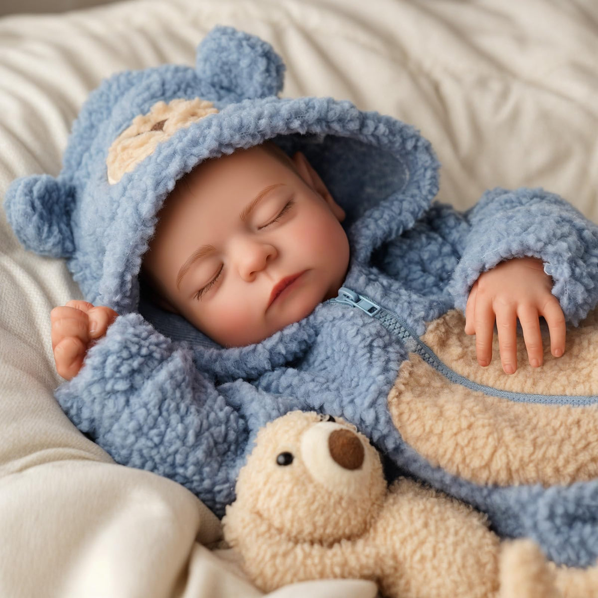 BABESIDE close-up of realistic facial features on the reborn doll boy