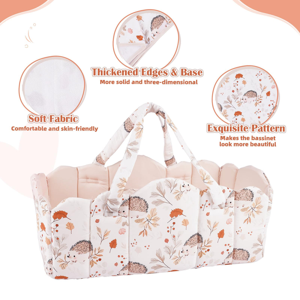 BABESIDE foldable bassinet with handle for easy transport