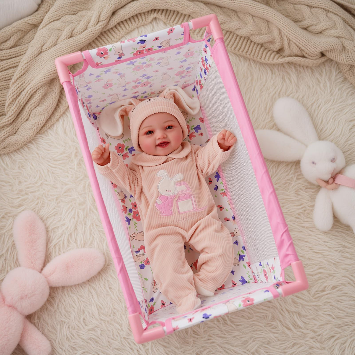 BABESIDE gift-ready doll bed for kids aged 3 and up.