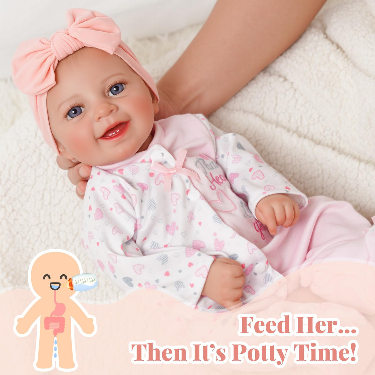 BABESIDE hand-painted face with rosy cheeks for authentic newborn charm.