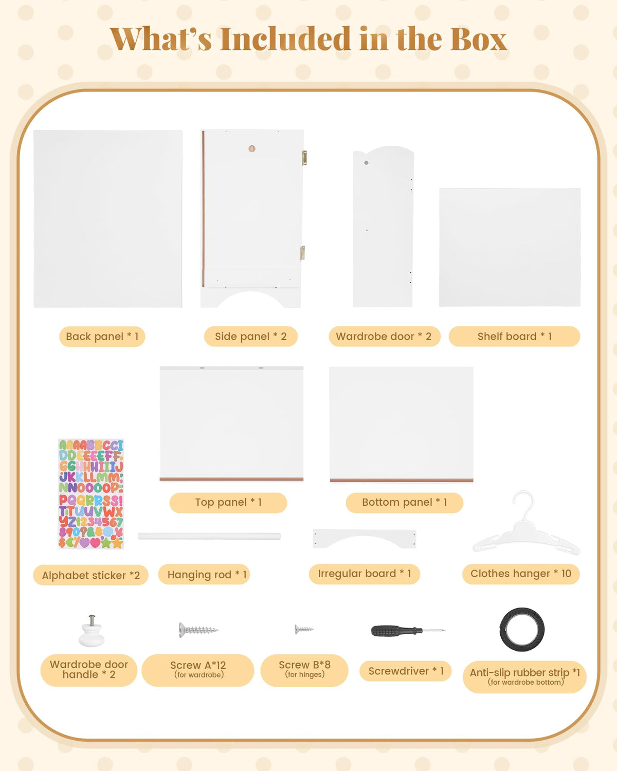 BABESIDE wooden doll closet enhances tidy routines during pretend play.