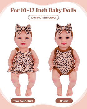 BABESIDE leopard-pattern baby doll feeding bottles for realistic mealtime role play