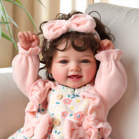 BABESIDE lifelike doll hair detail highlights hand-rooted curls for realistic newborn look