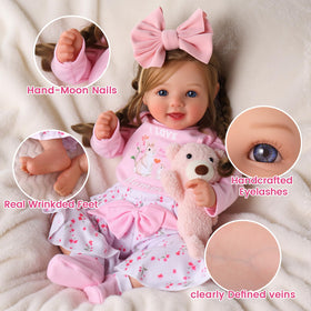 BABESIDE Dara 20-inch doll with blue eyes and lashes for lifelike pretend care